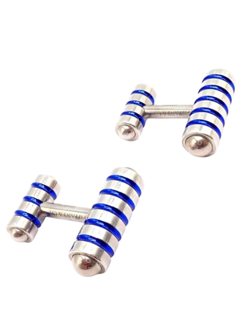 Tiffany & Co. Picasso Sterling Silver Cobalt Blue Enamel Cufflinks Germany - Picture 3 of 10